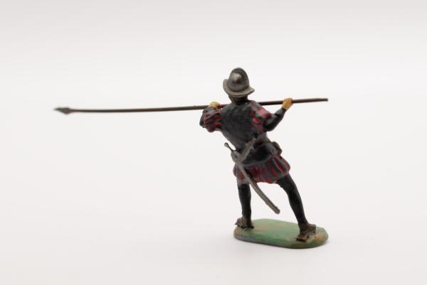 Landsknecht in defensive position Spanish helmet